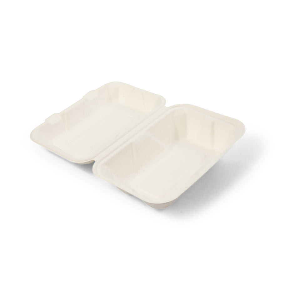 250 pcs 9" x 6" Bagasse Recyclable Eco Friendly Takeaway Lunch Box