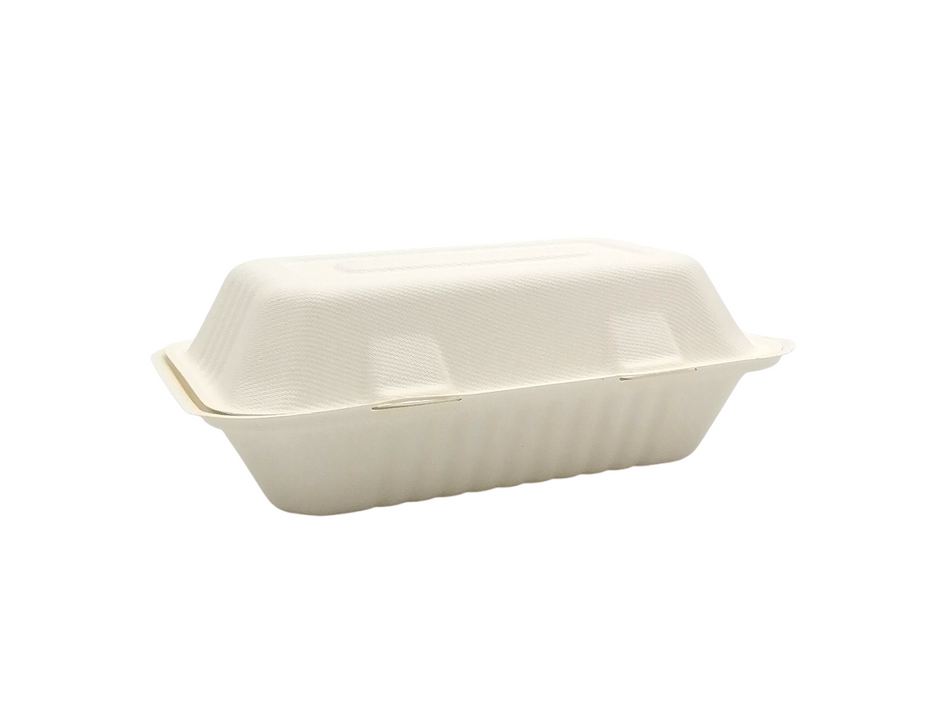 250 pcs 9" x 6" Bagasse Recyclable Eco Friendly Takeaway Lunch Box