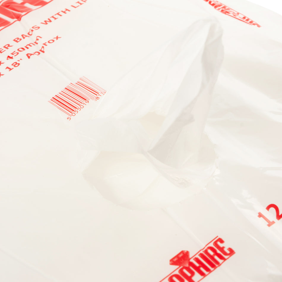 5000 pcs (12"x18") 300mm x 435mm+15mm lip White Lipped Polypouched Counter Bags