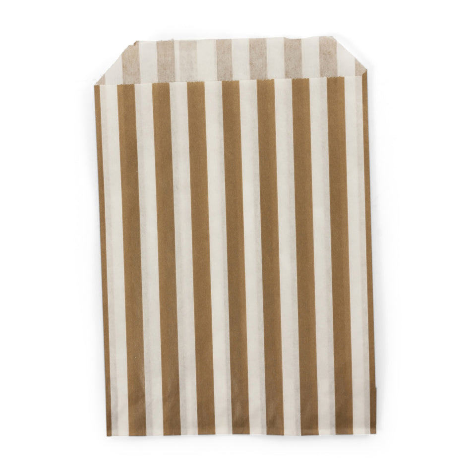 1000pcs Brown 5 x 7" Candy Striped Paper Bags