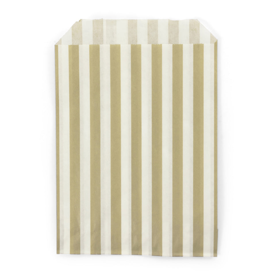 1000pcs Gold 5 x 7" Candy Striped Paper Bags