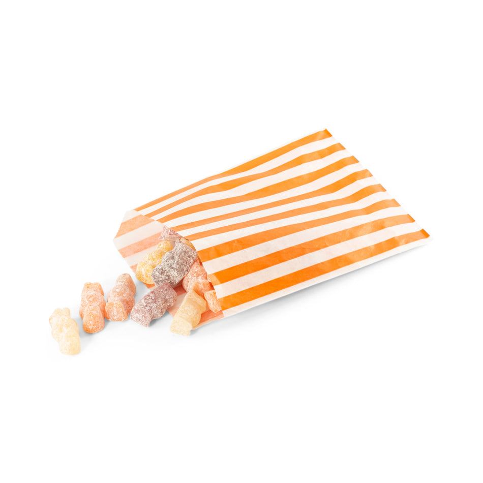 1000pcs Orange 5 x 7" Candy Striped Paper Bags
