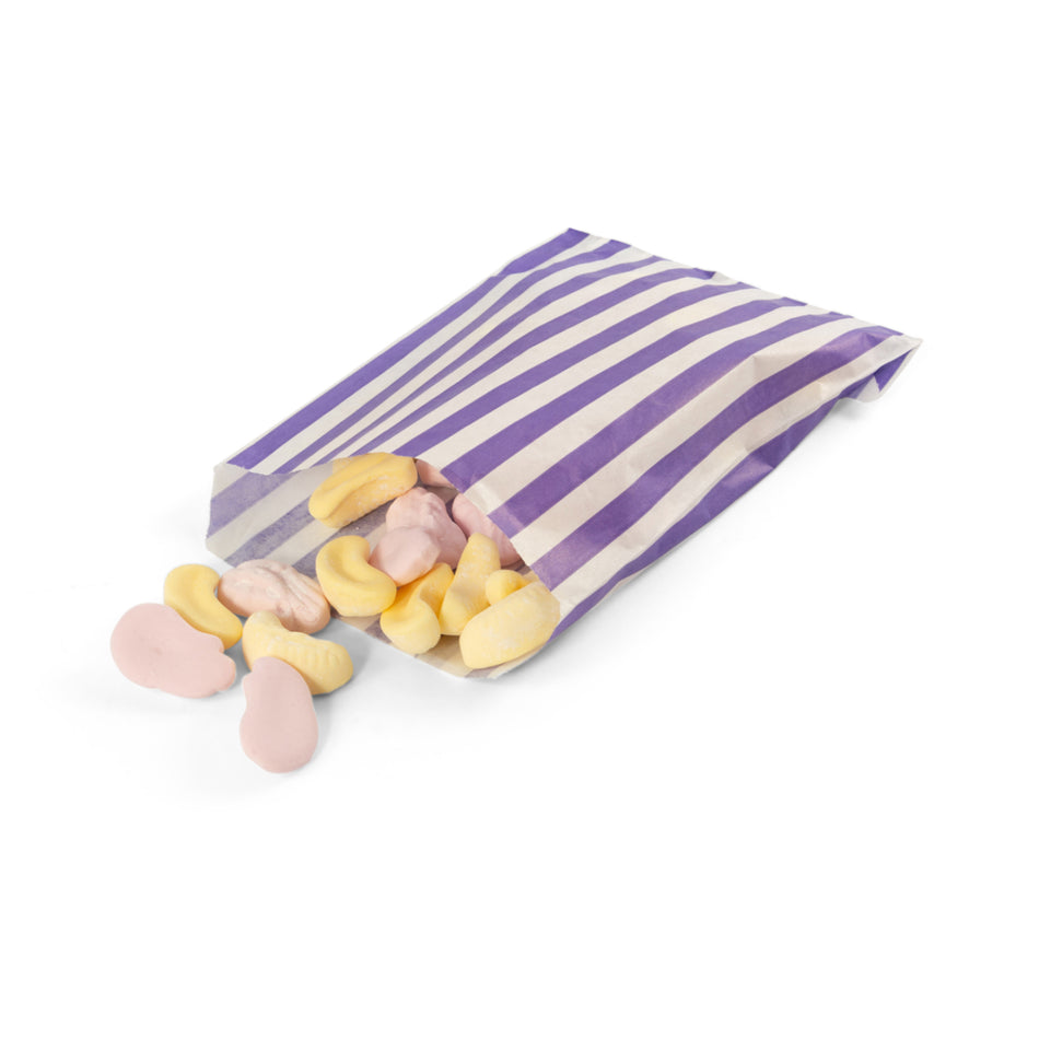 1000pcs Purple 5 x 7" Candy Striped Paper Bags