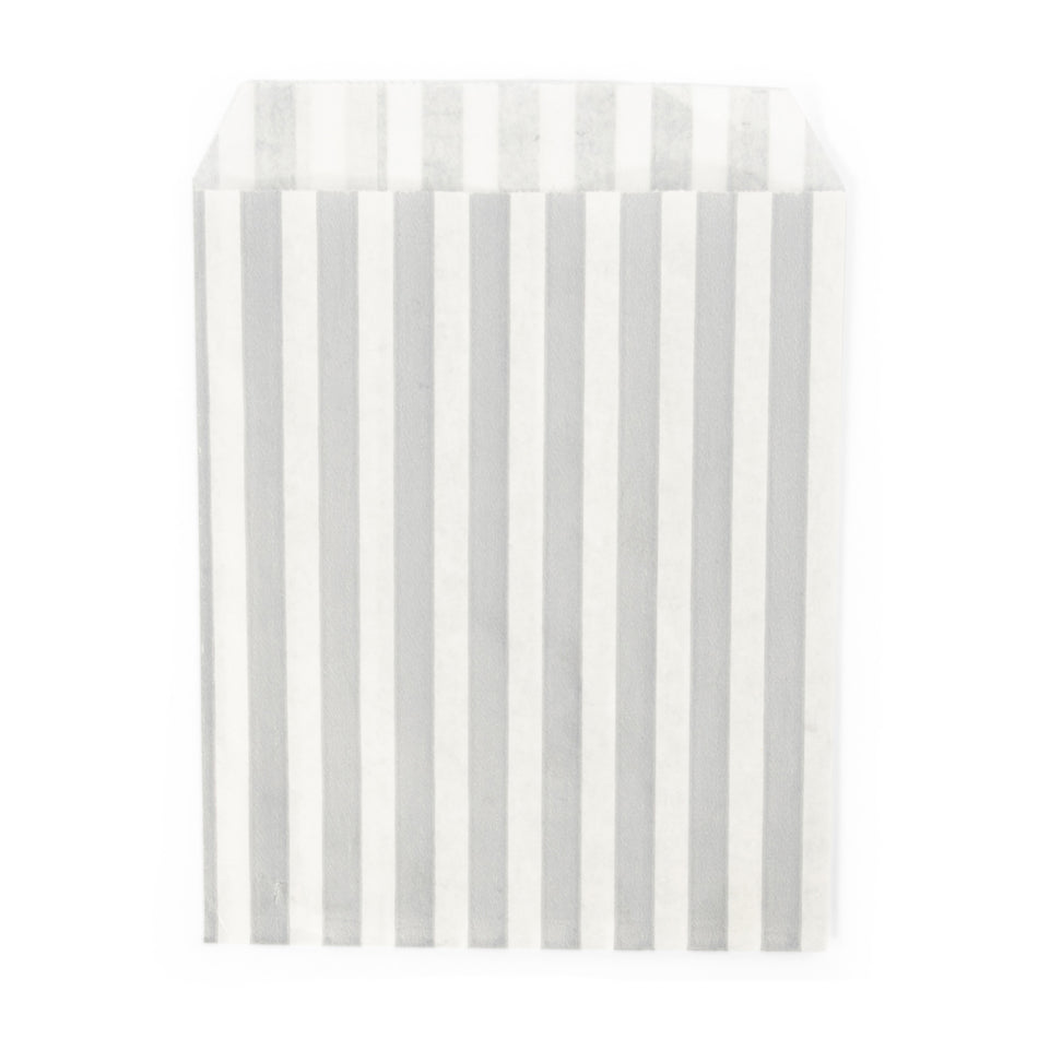 1000pcs Silver 5 x 7" Candy Striped Paper Bags