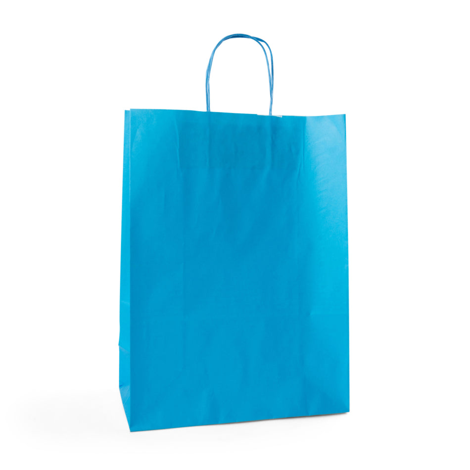250pcs Sky Large Internally Glued Paper Twisted Handle Carrier Bags