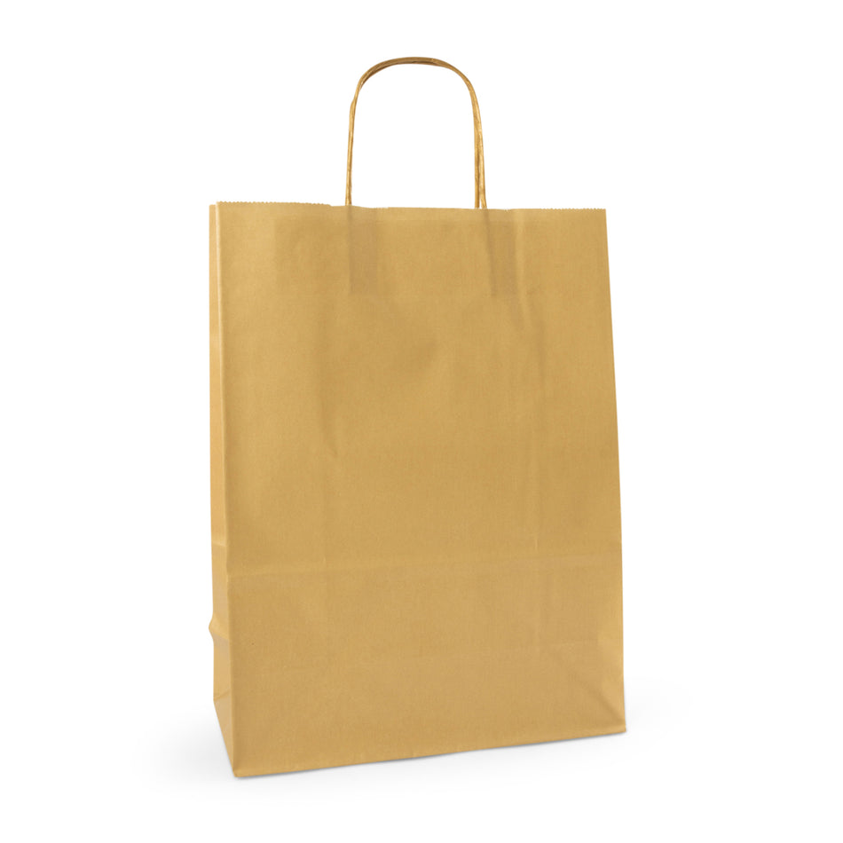 200pcs Gold Large Internally Glued Paper Twisted Handle Carrier Bags