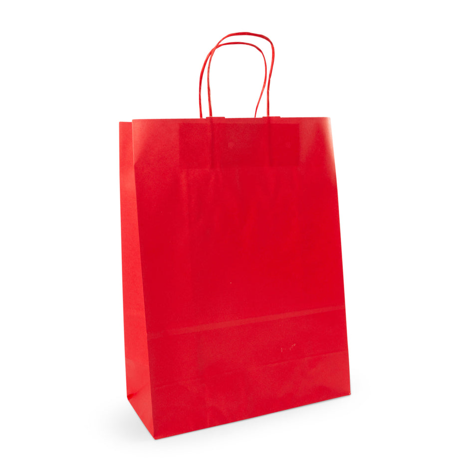 250pcs Red Large Internally Glued Paper Twisted Handle Carrier Bags