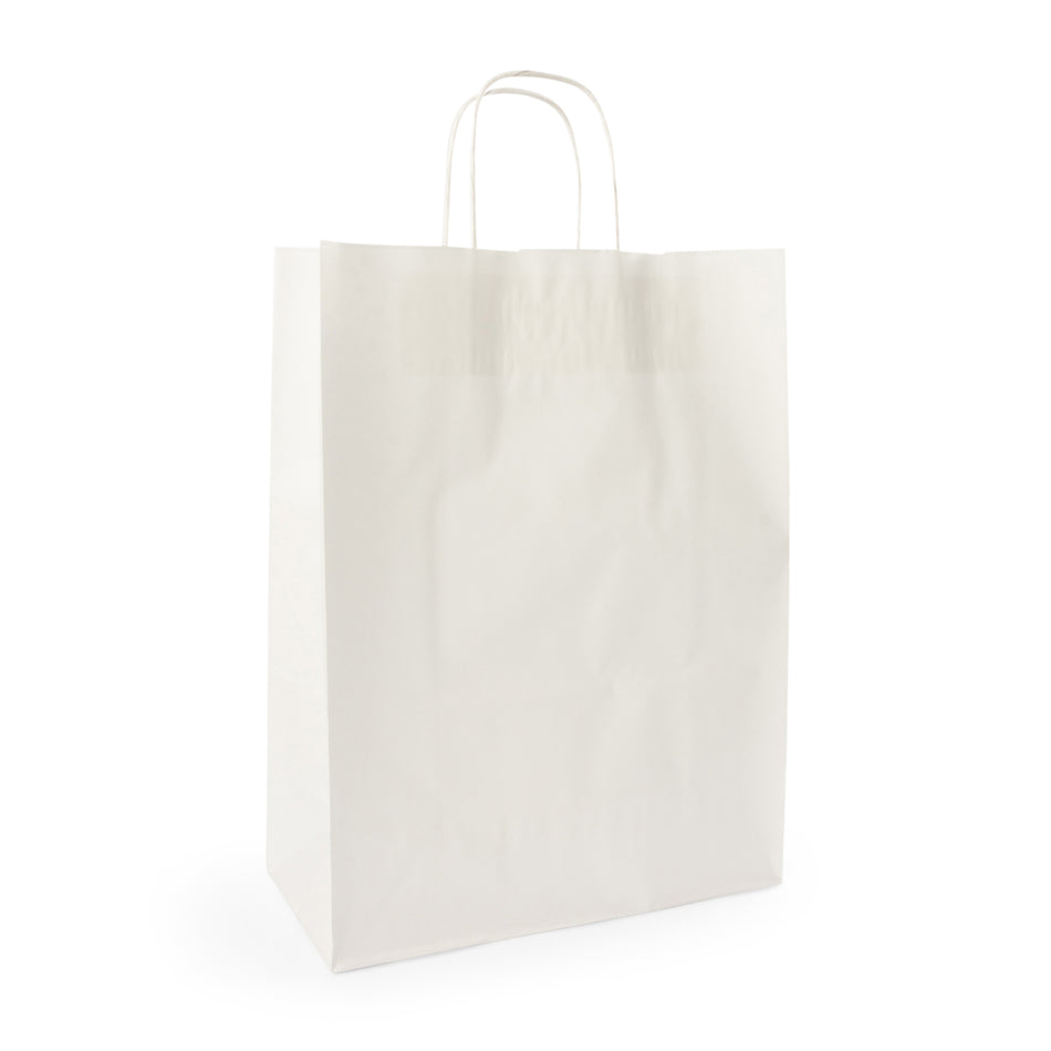250pcs White Large Internally Glued Paper Twisted Handle Carrier Bags