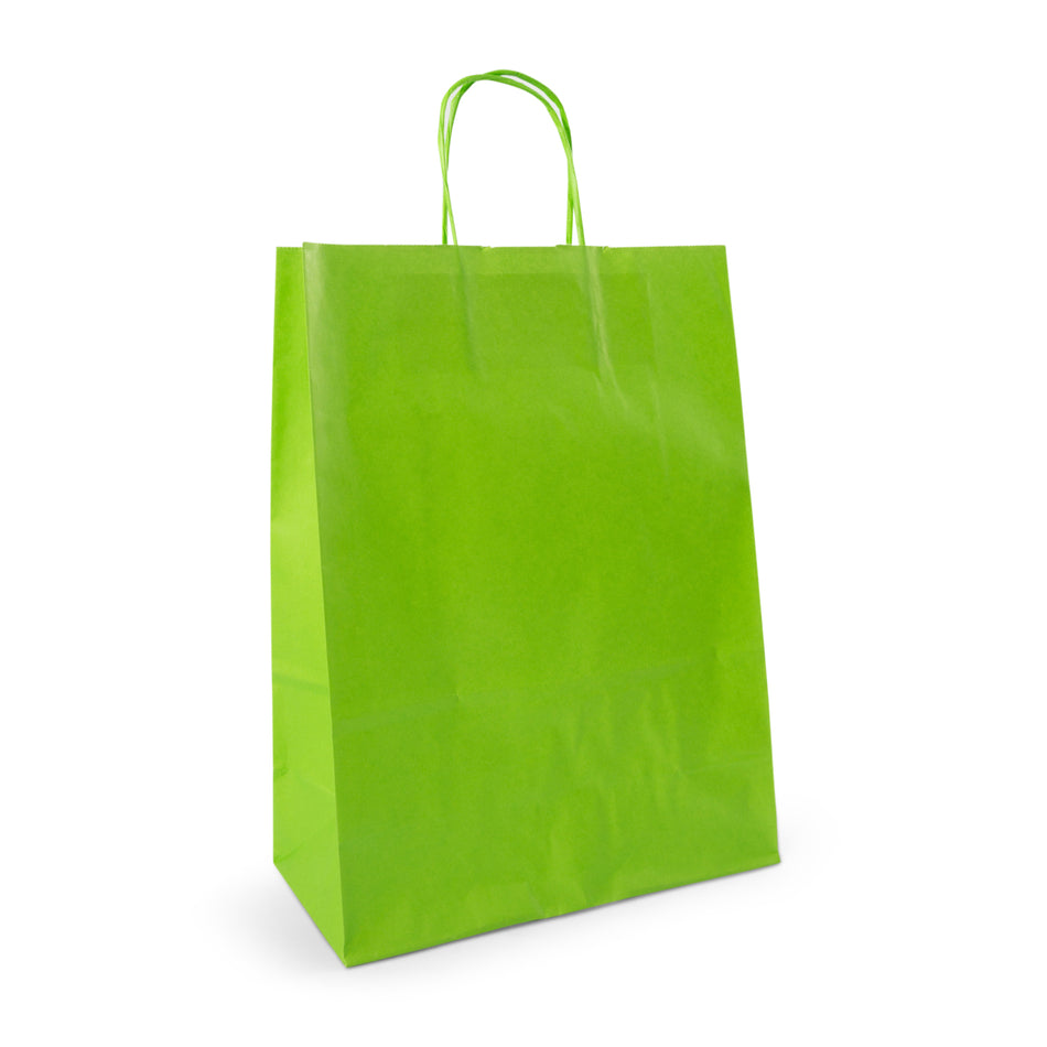 250pcs Green Spring Large Internally Glued Paper Twisted Handle Carrier Bags