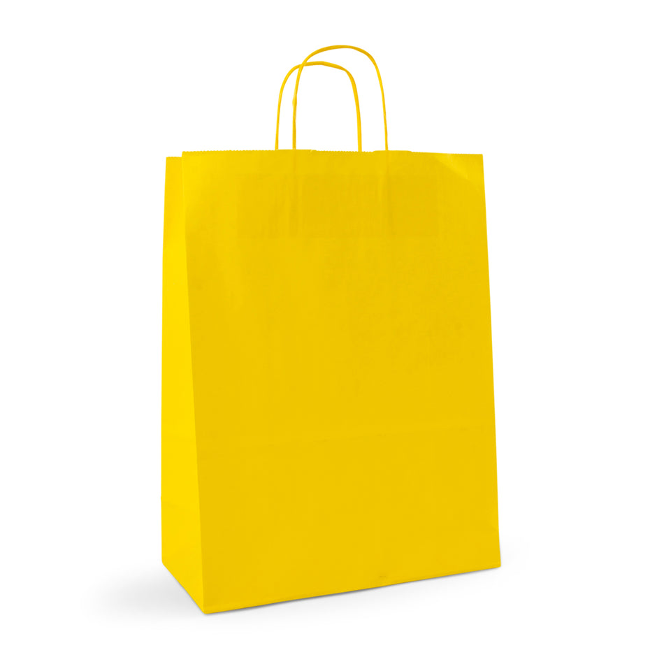 200pcs Yellow Large Internally Glued Paper Twisted Handle Carrier Bags