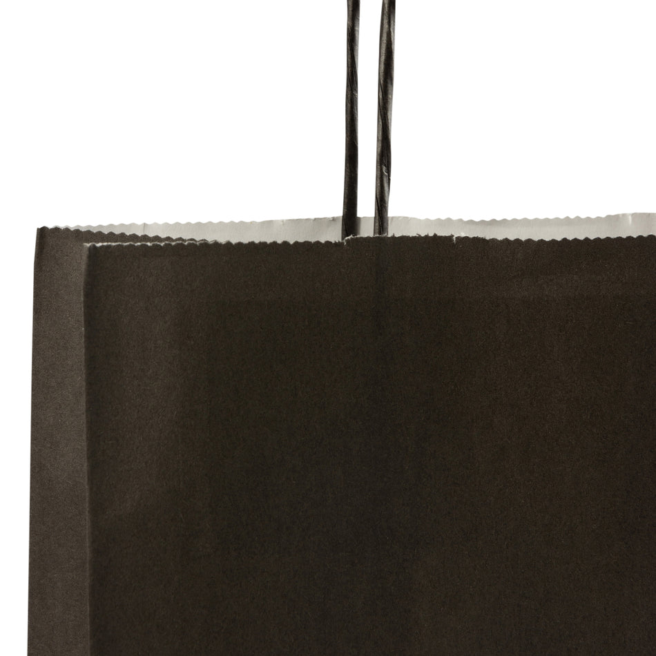 250pcs Black Medium Internally Glued Paper Twisted Handle Carrier Bags