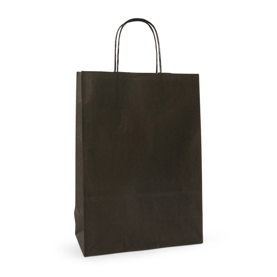250pcs Black Medium Internally Glued Paper Twisted Handle Carrier Bags