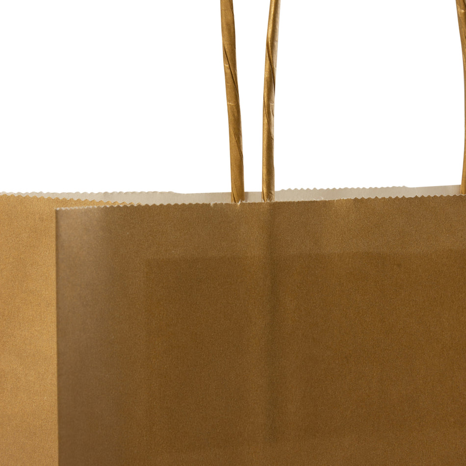 250pcs Gold Medium Internally Glued Paper Twisted Handle Carrier Bags