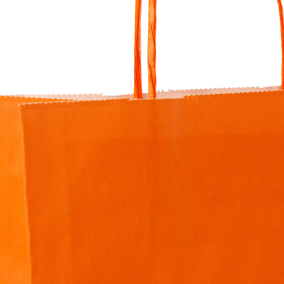 250pcs Orange Medium Internally Glued Paper Twisted Handle Carrier Bags