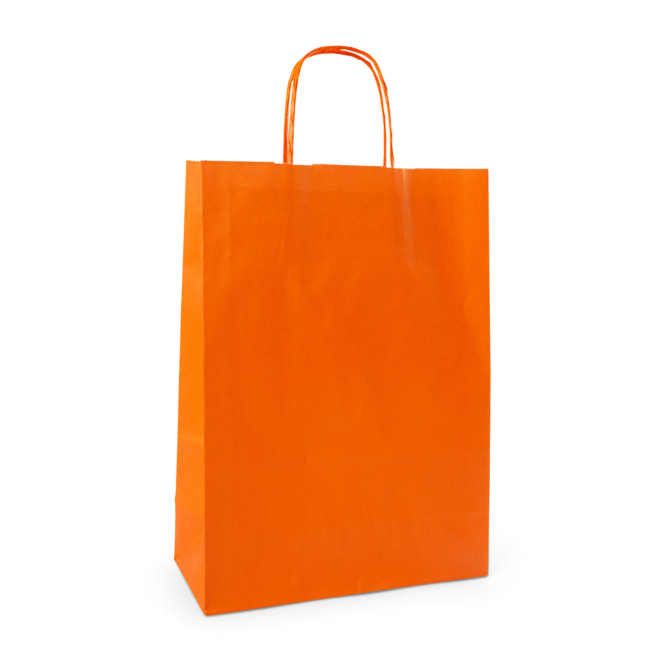 250pcs Orange Medium Internally Glued Paper Twisted Handle Carrier Bags