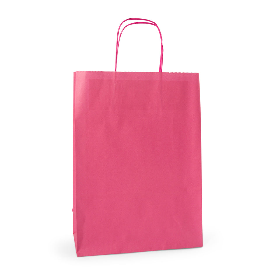 250pcs Pink Medium Internally Glued Paper Twisted Handle Carrier Bags