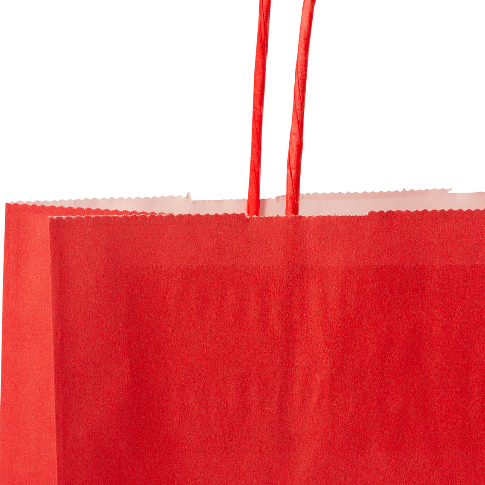 250pcs Red Medium Internally Glued Paper Twisted Handle Carrier Bags