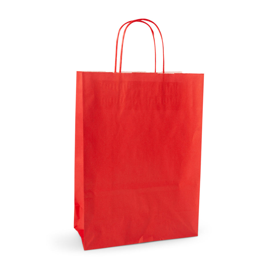 250pcs Red Medium Internally Glued Paper Twisted Handle Carrier Bags