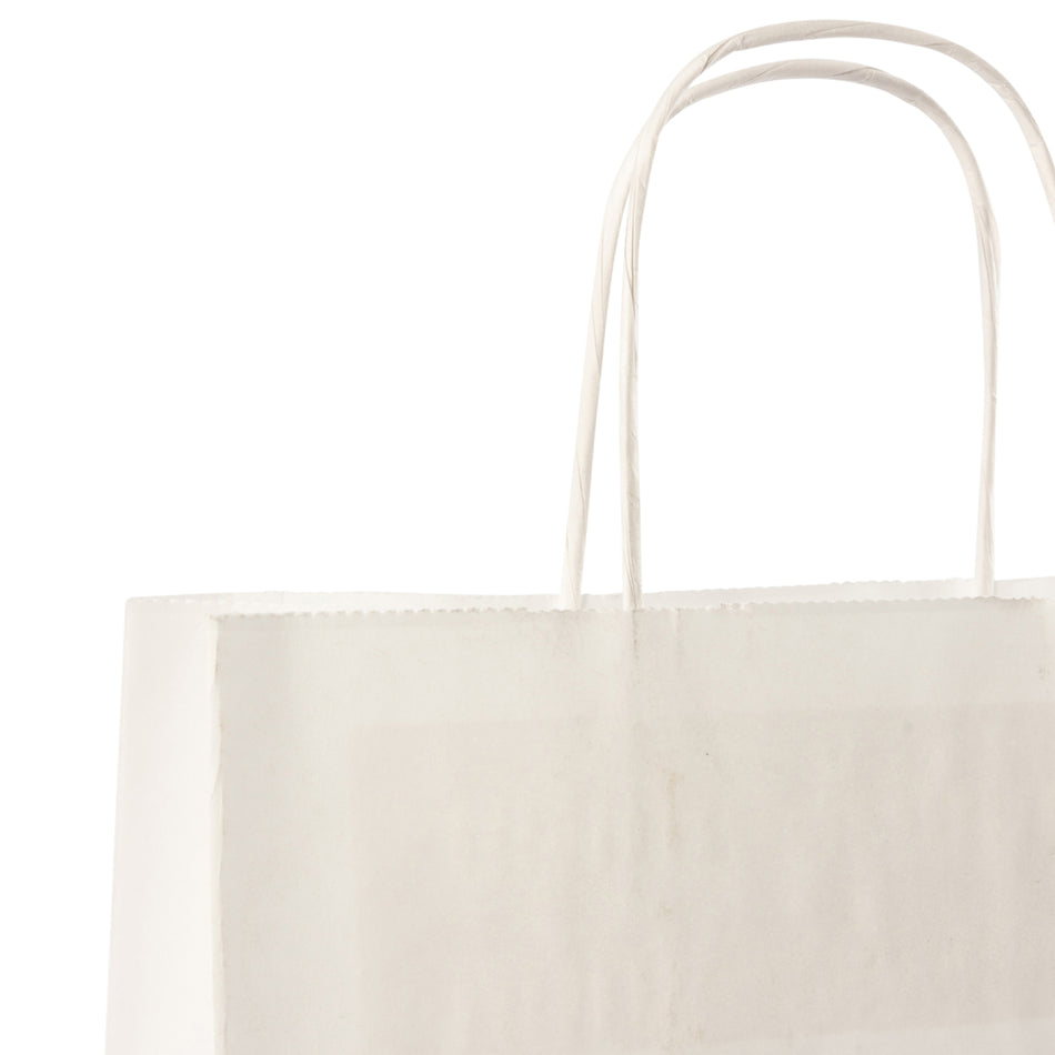 250pcs White Medium Internally Glued Paper Twisted Handle Carrier Bags