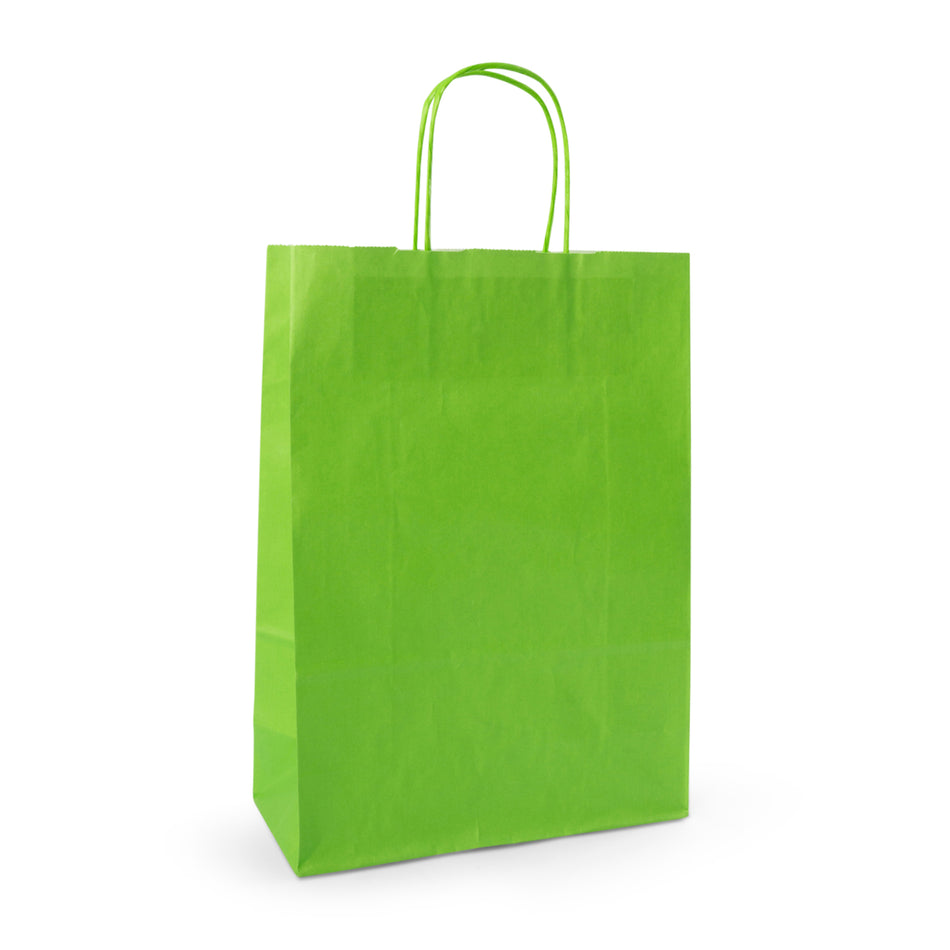 250pcs Green Spring Medium Internally Glued Paper Twisted Handle Carrier Bags