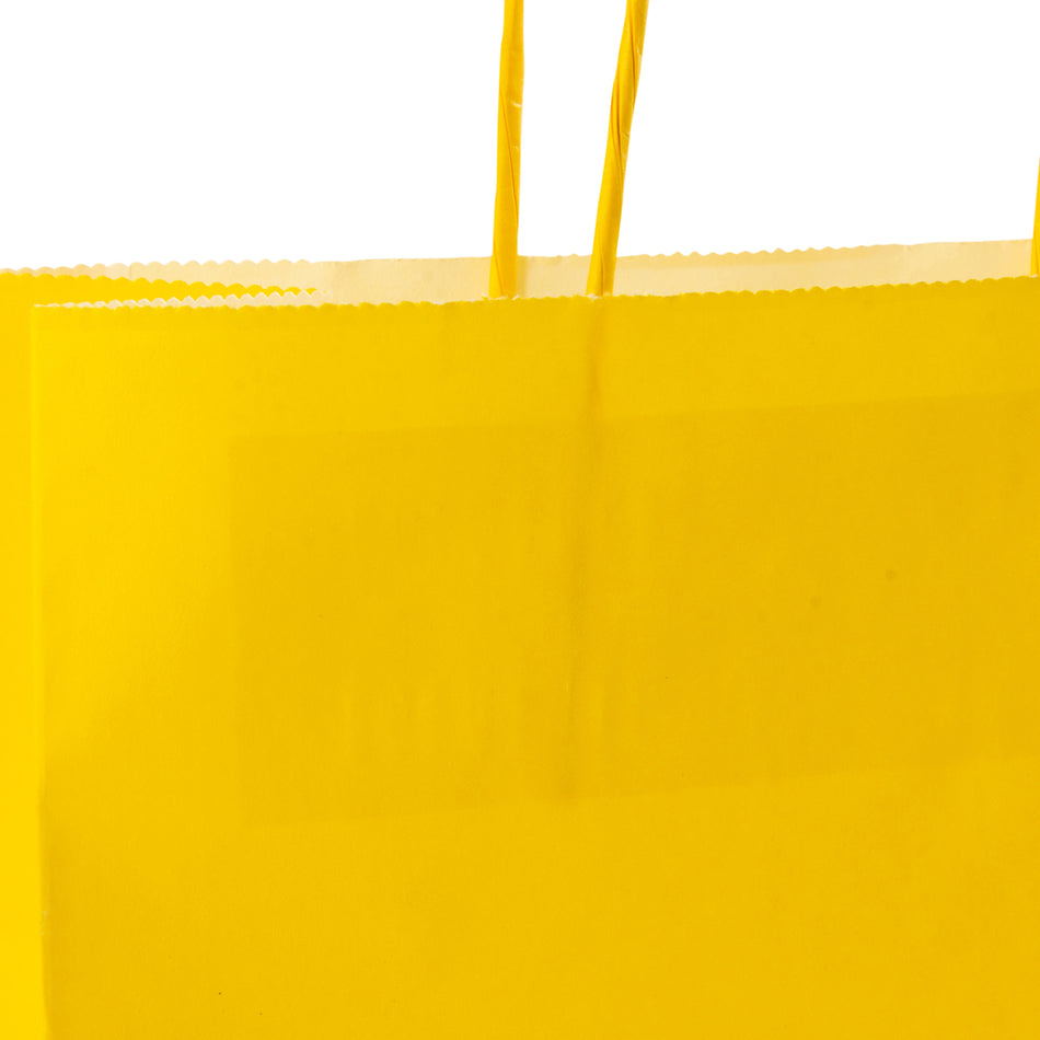 250pcs Yellow Medium Internally Glued Paper Twisted Handle Carrier Bags