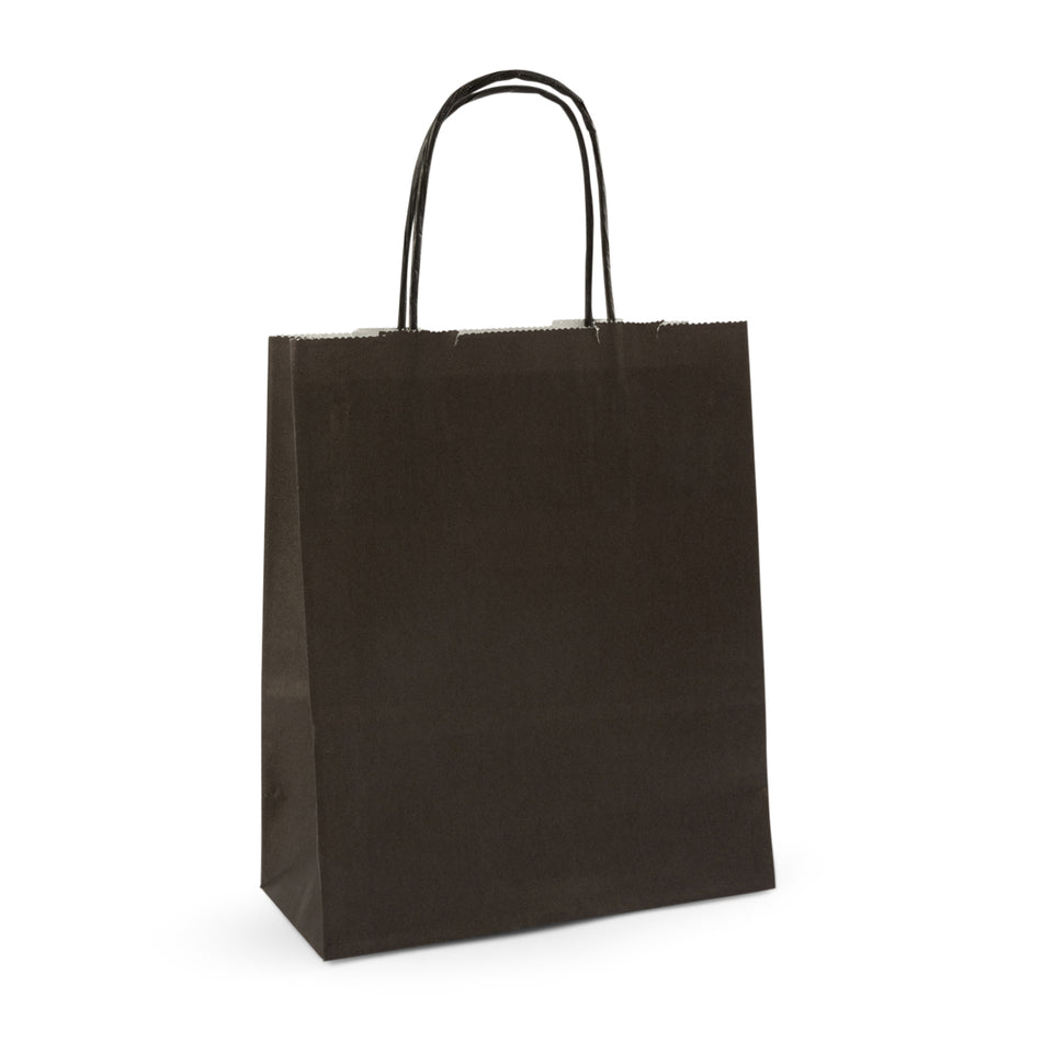 300pcs Black Small Internally Glued Paper Twisted Handle Carrier Bags