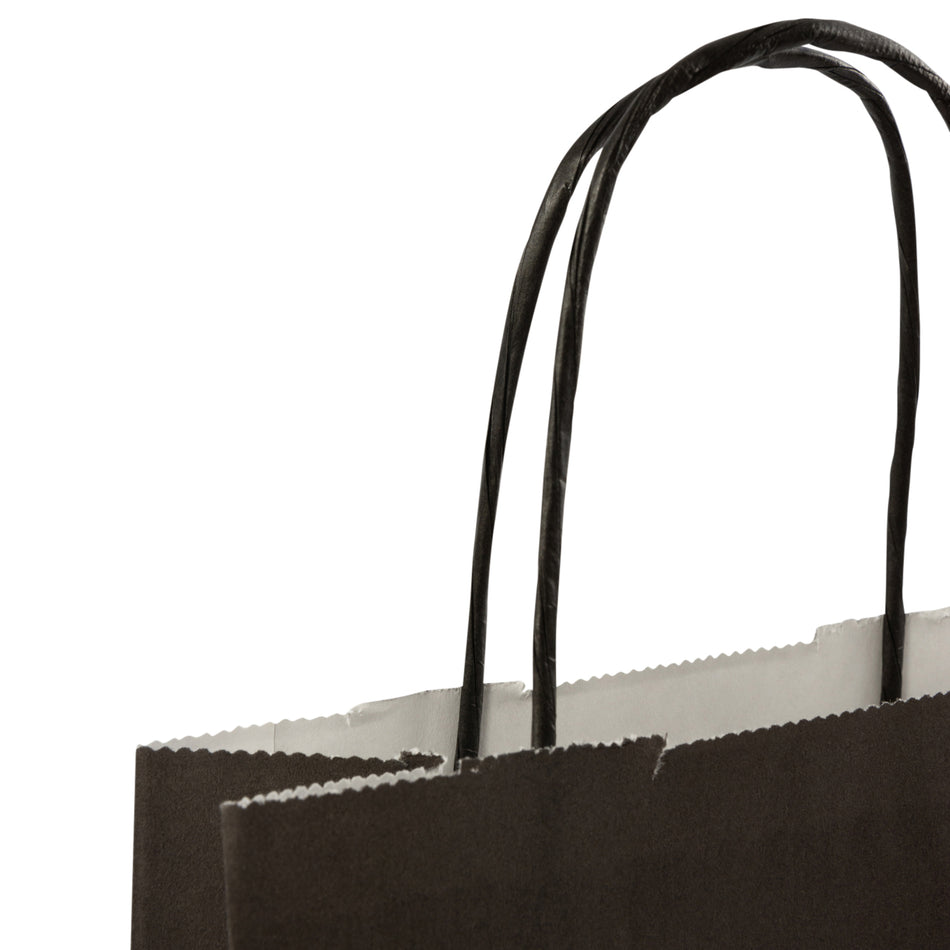 300pcs Black Small Internally Glued Paper Twisted Handle Carrier Bags