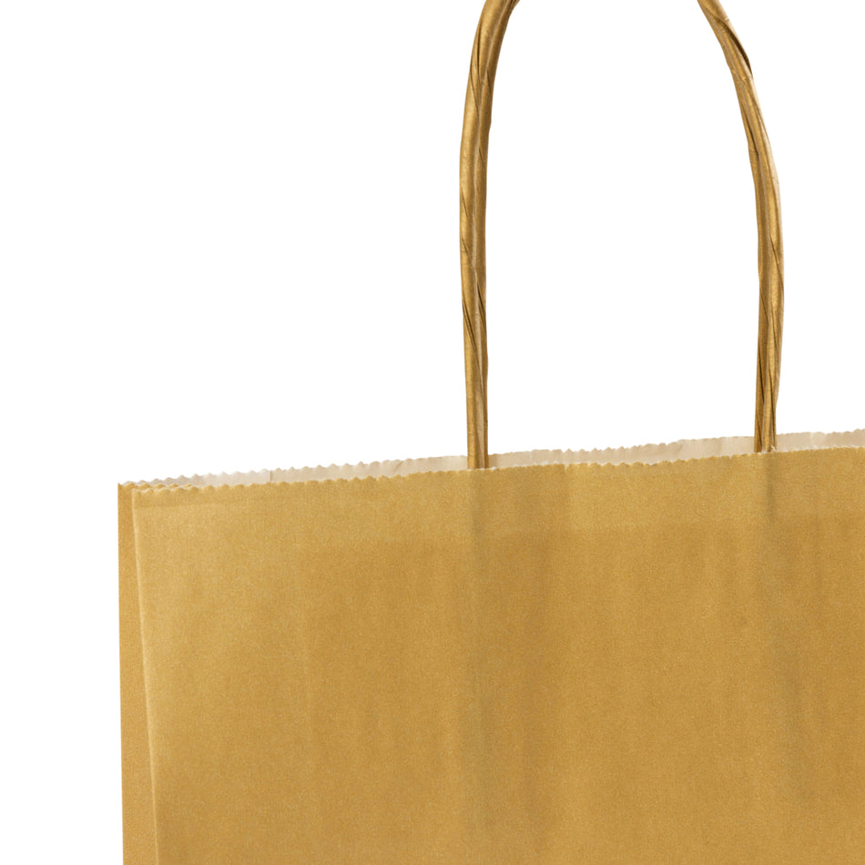 300pcs Gold Small Internally Glued Paper Twisted Handle Carrier Bags