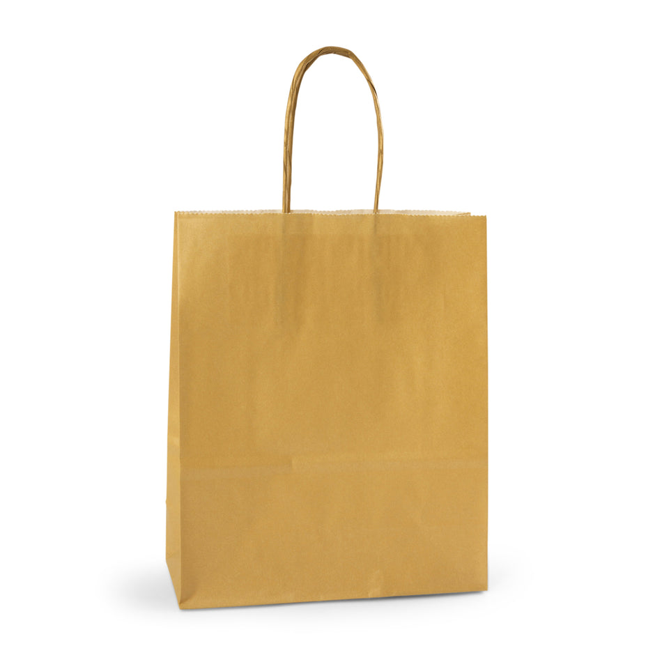 300pcs Gold Small Internally Glued Paper Twisted Handle Carrier Bags