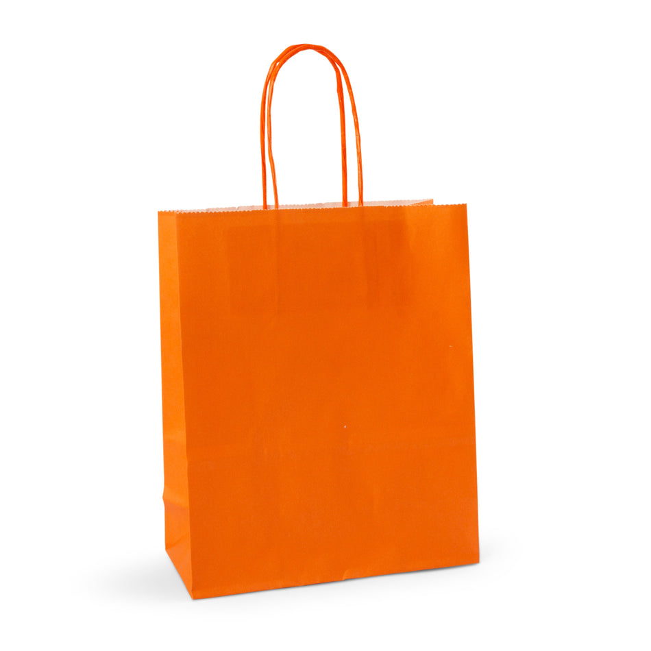 300pcs Orange Small Internally Glued Paper Twisted Handle Carrier Bags