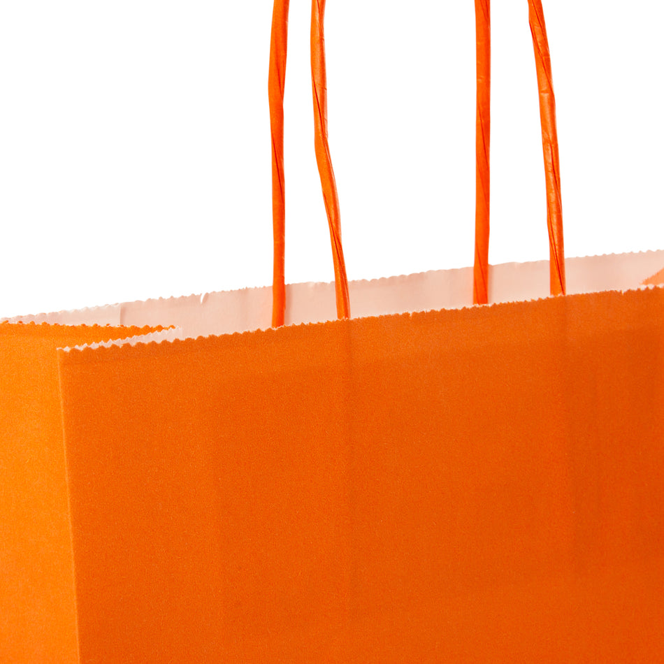 300pcs Orange Small Internally Glued Paper Twisted Handle Carrier Bags