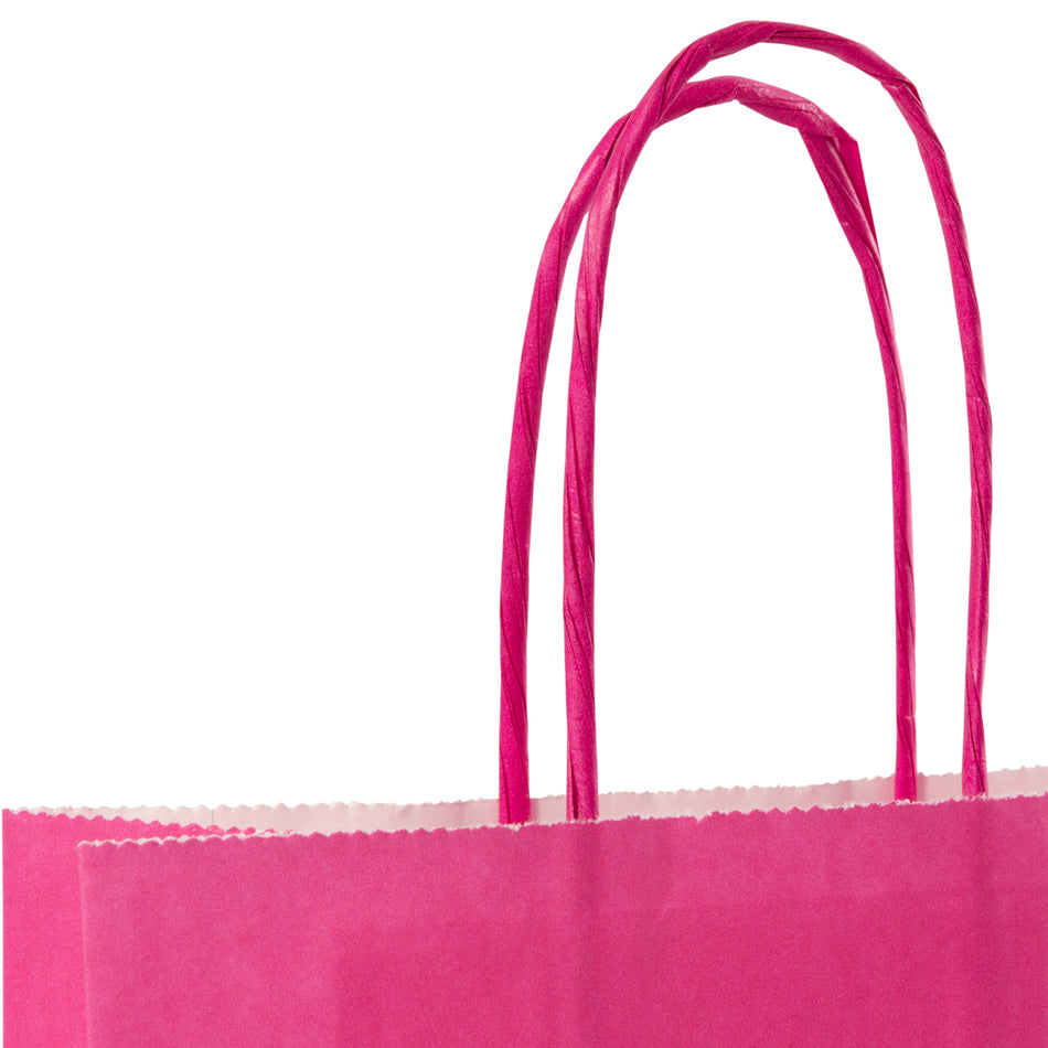 300pcs Pink Small Internally Glued Paper Twisted Handle Carrier Bags