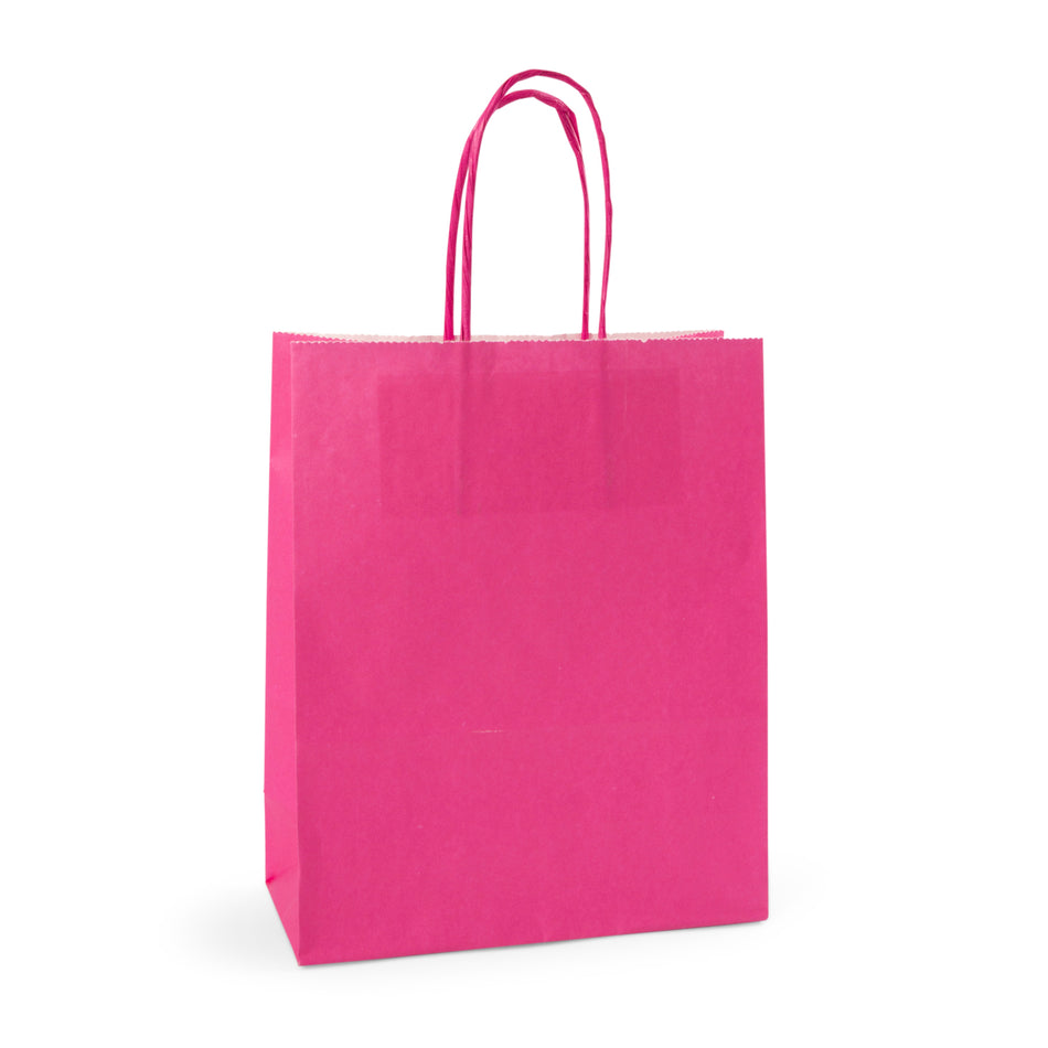 300pcs Pink Small Internally Glued Paper Twisted Handle Carrier Bags