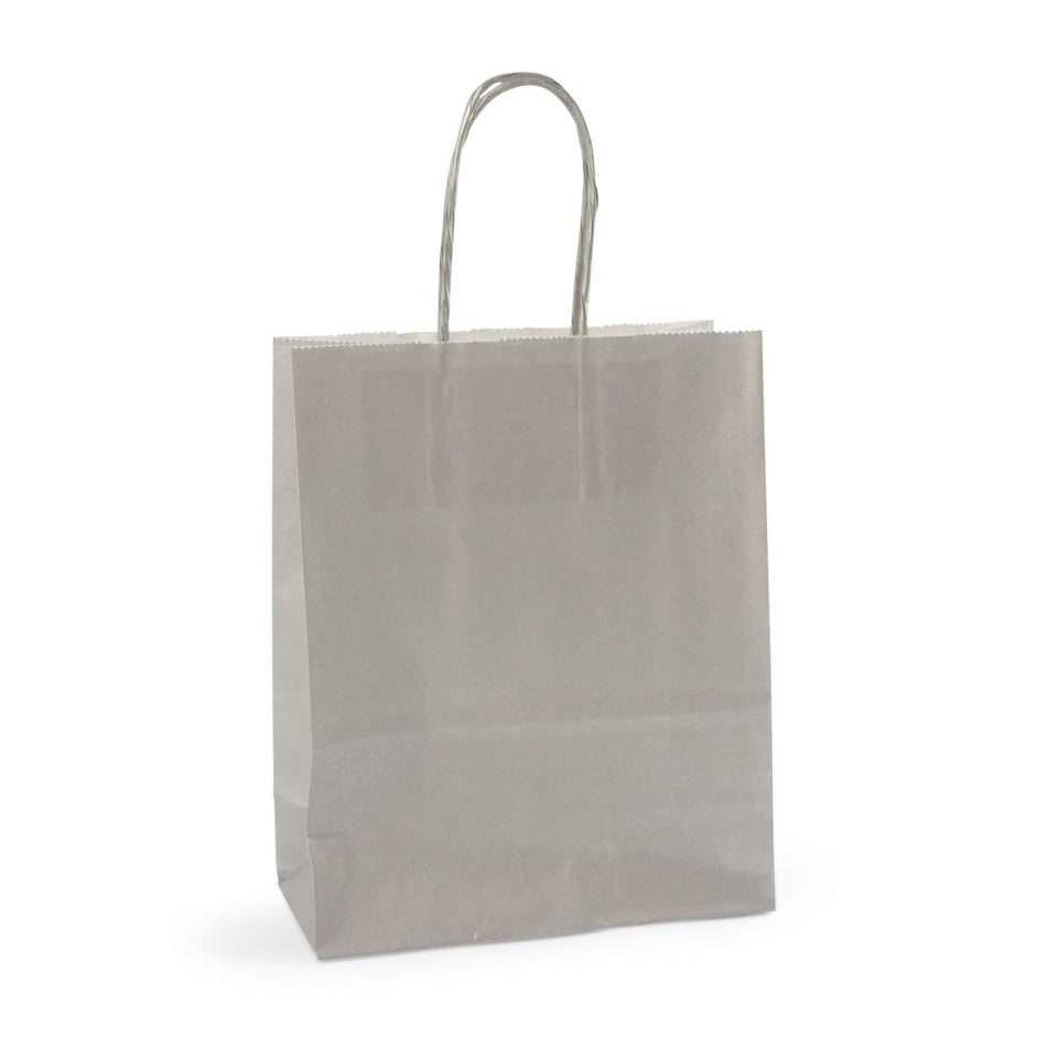 300pcs Silver Small Internally Glued Paper Twisted Handle Carrier Bags