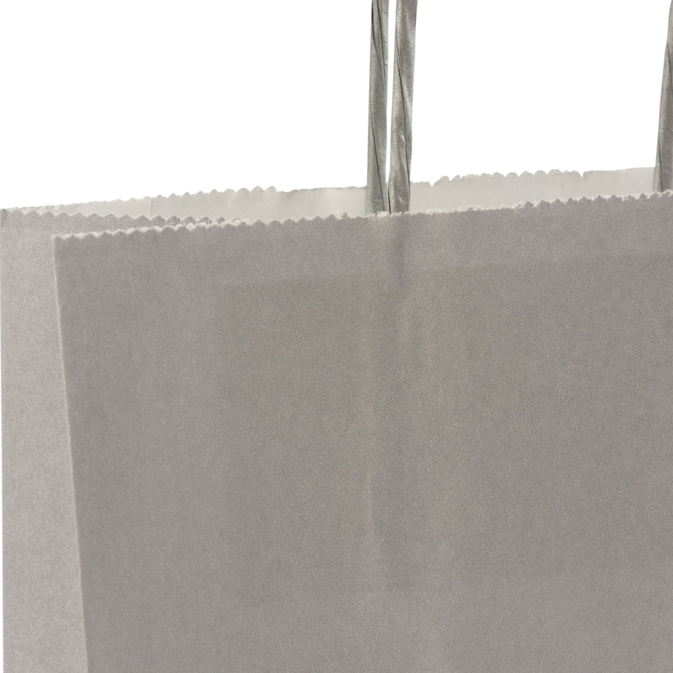 300pcs Silver Small Internally Glued Paper Twisted Handle Carrier Bags