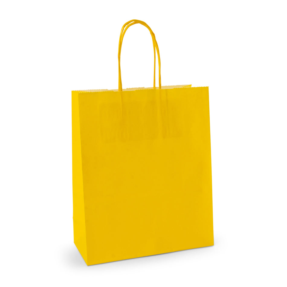 300pcs Yellow Small Internally Glued Paper Twisted Handle Carrier Bags