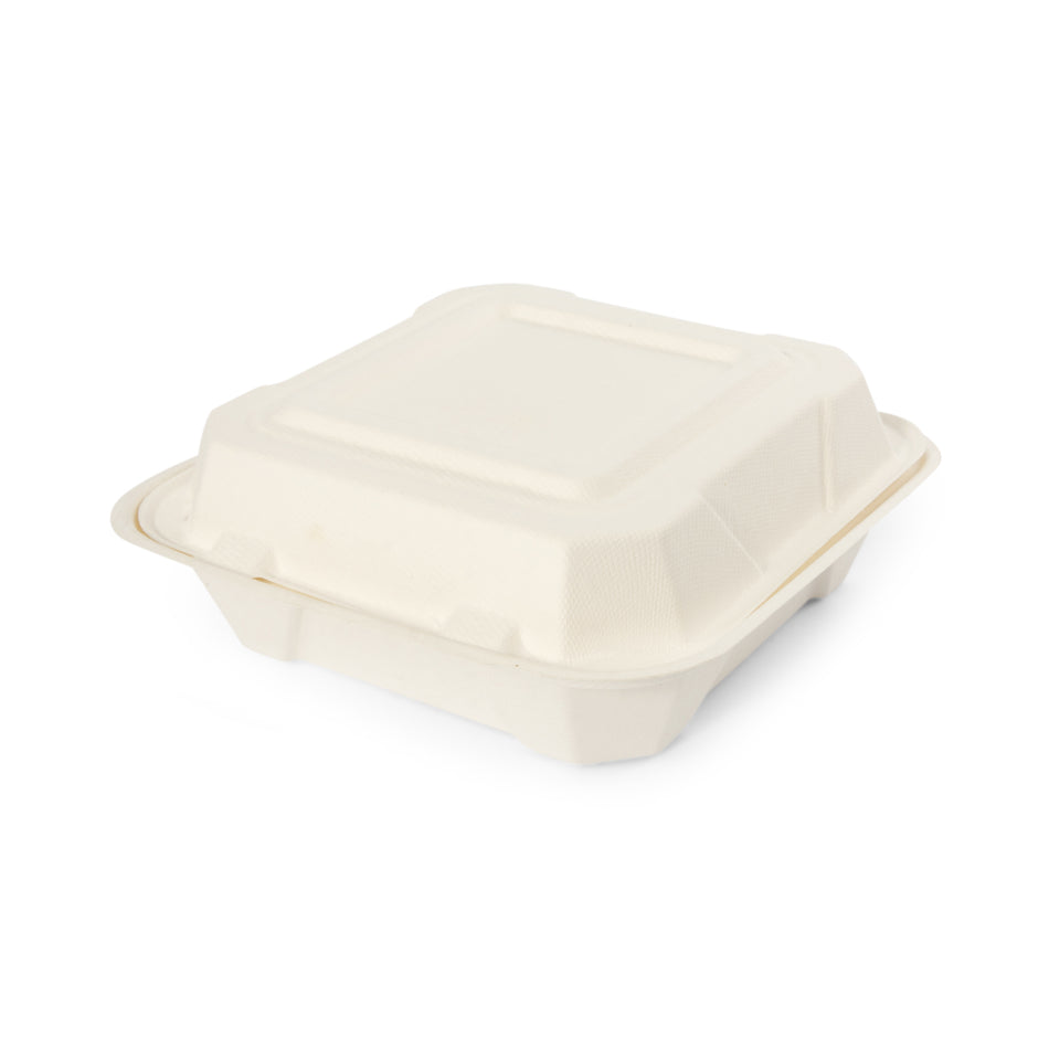 200 pcs 9" x 9" Bagasse Takeaway Meal Box
