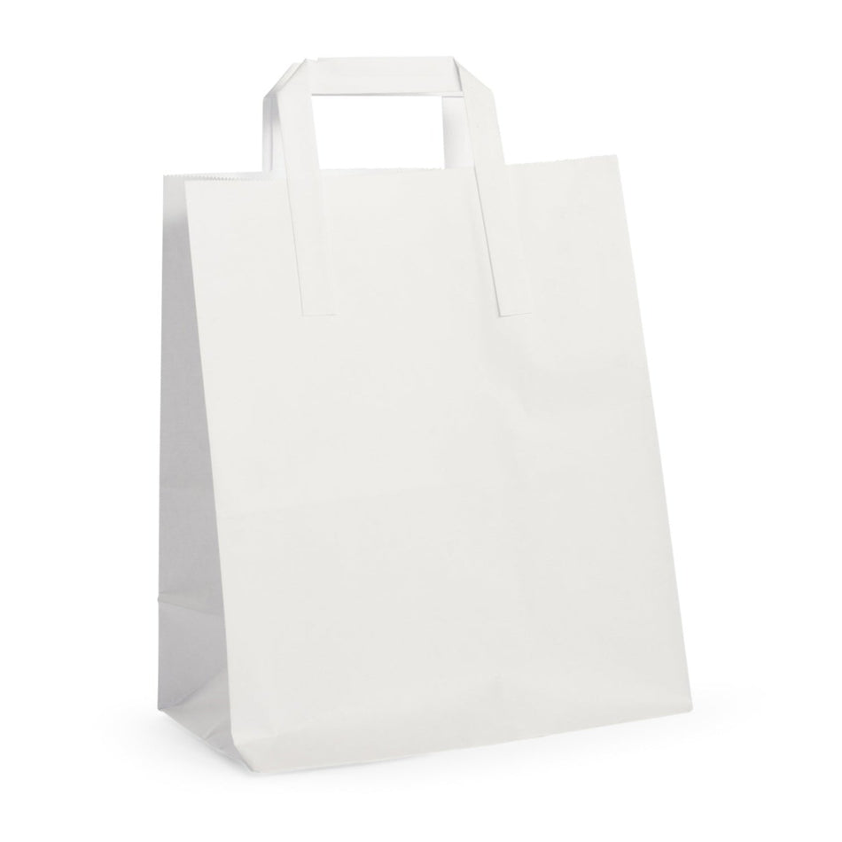 250 pcs Medium White SOS Takeaway Carrier Bag