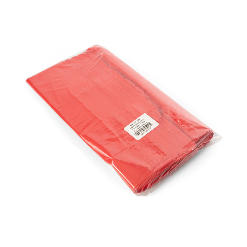 500 pcs 375mm x 450mm+75mm OBG Red Punch Out Patch Handle Carrier Bag