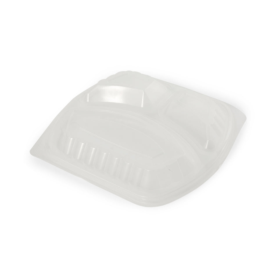 200 pcs 1250cc Black Microwave Rectangle 3 Compartment Lid (Lid Only)