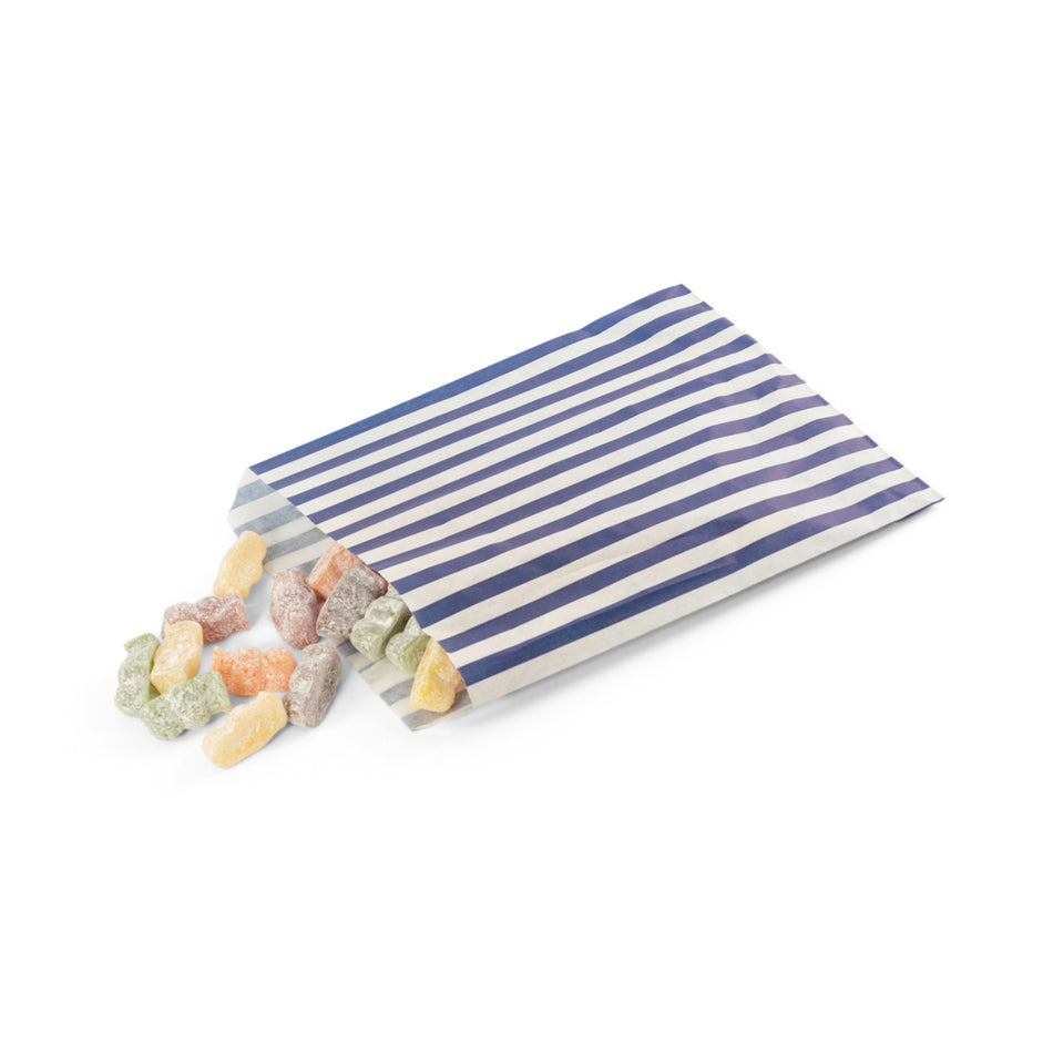 1000pcs Blue 7 x 9" Candy Striped Paper Bags