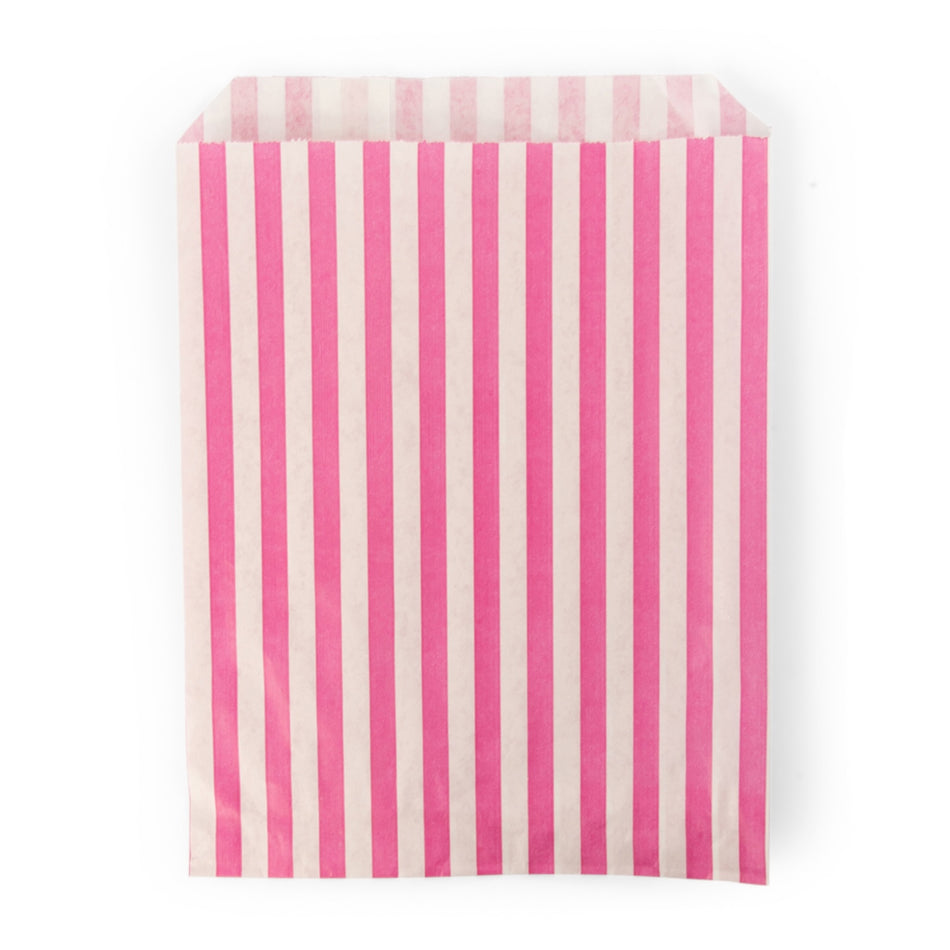 1000pcs Pink 7 x 9" Candy Striped Paper Bags