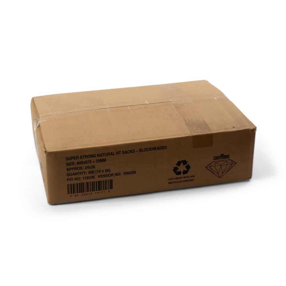 500 pcs 600 x 875+25mm Superstrong Natural Sacks