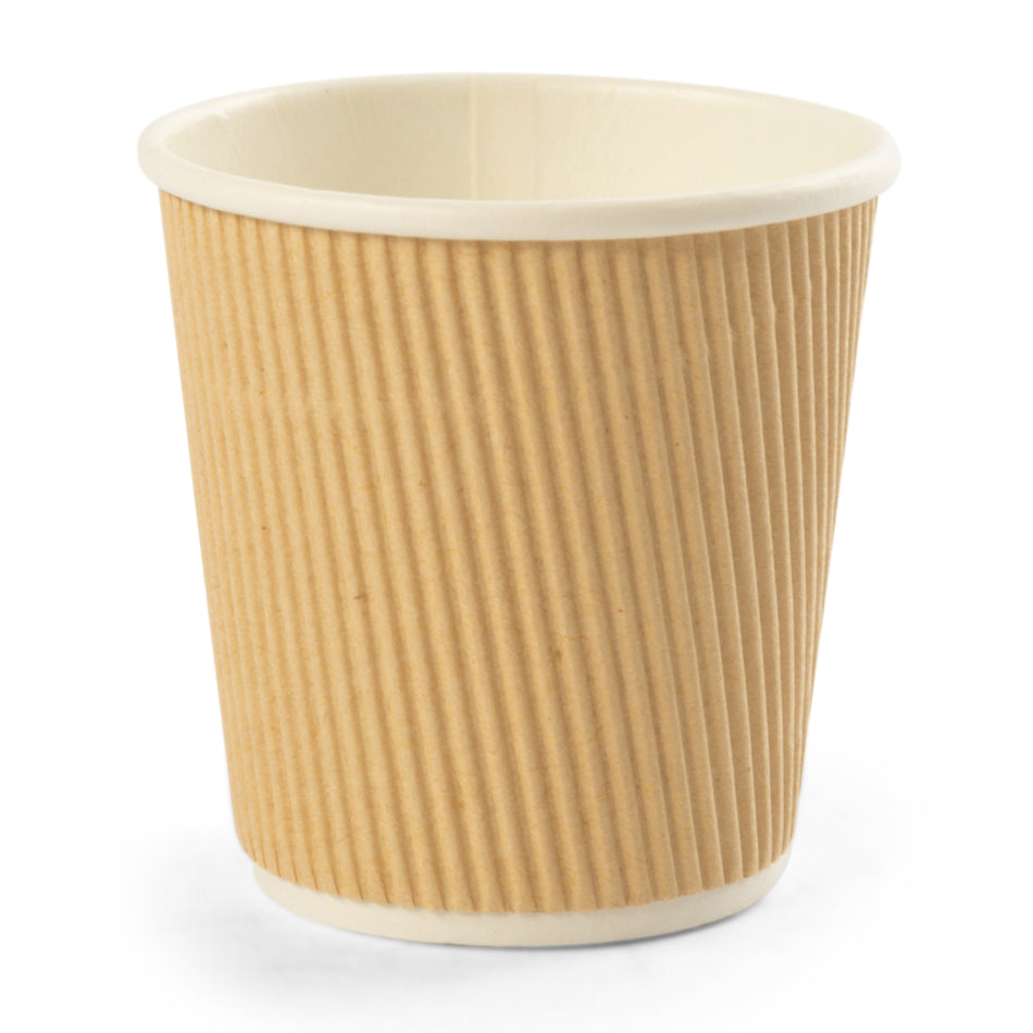 1000 pcs 4oz Kraft Brown Ripple Espresso Coffee Cups