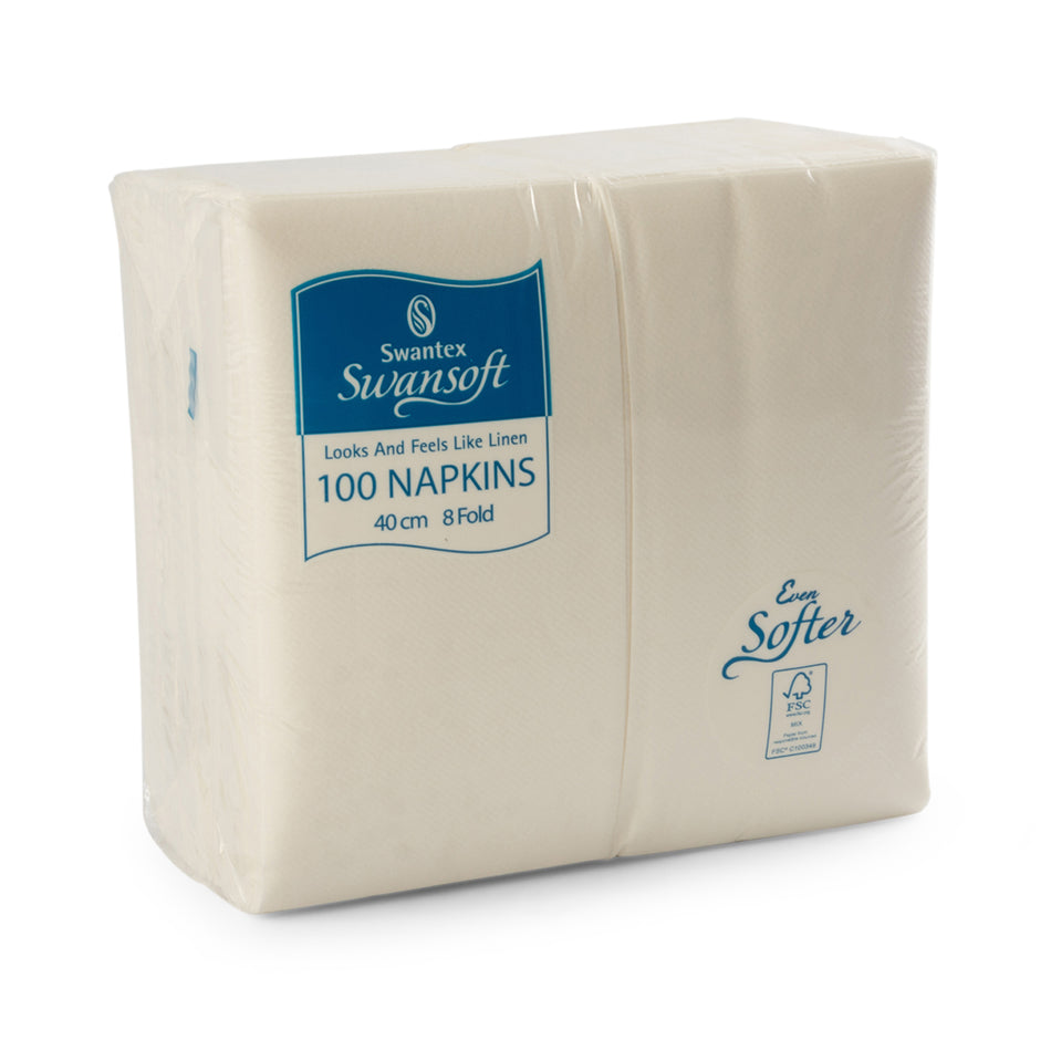 1000 x White 40cm Airlaid Napkins 8 Fold 2ply
