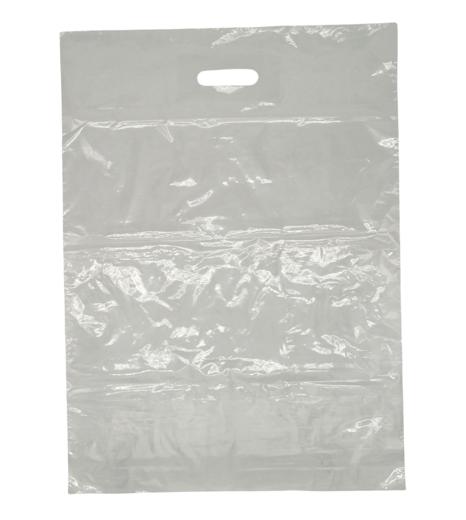500 pcs 500mm x 680mm +280mm Large Clear Punch Out Patch Handle Carrier Bag
