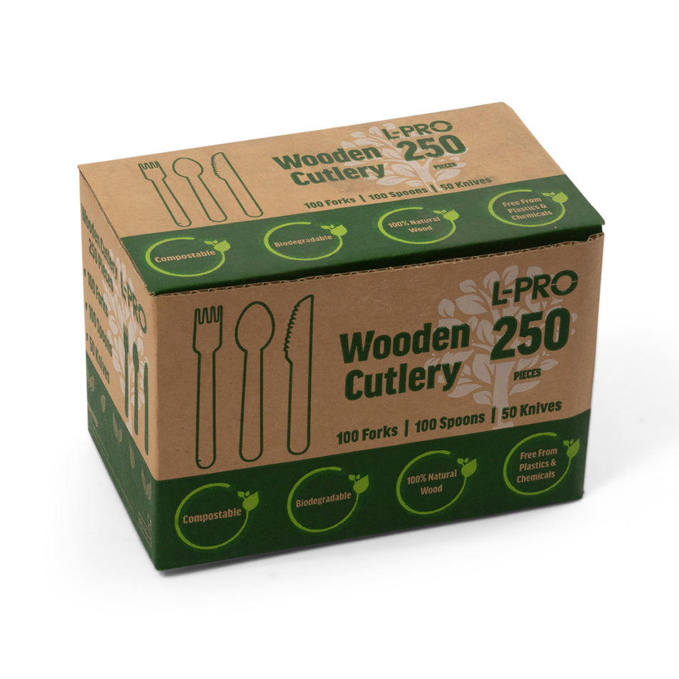 4500pcs (18 Packs of 250) Multi-Pack Wooden Cutlery