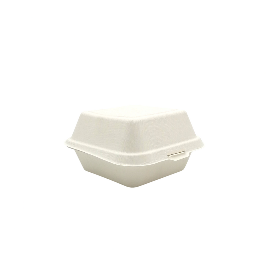 500 pcs 6" x 6" Recyclable Bagasse Takeaway Burger Box
