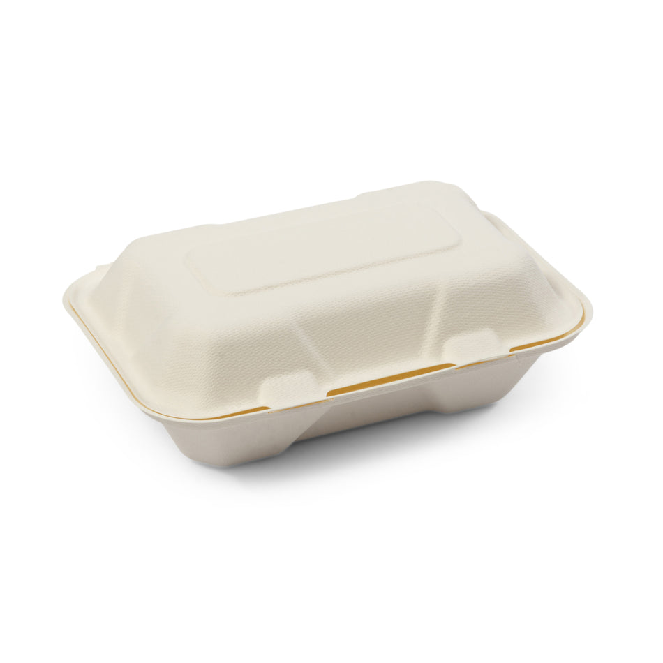 250 pcs 9" x 6" Bagasse Recyclable Eco Friendly Takeaway Lunch Box