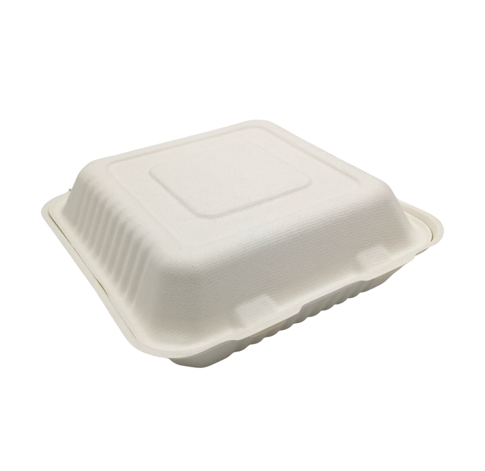 200 pcs 9" x 9" Bagasse Takeaway Meal Box